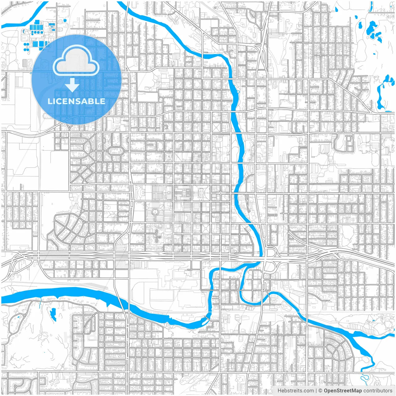 Lansing, Michigan, United States, city map with high resolution roads.