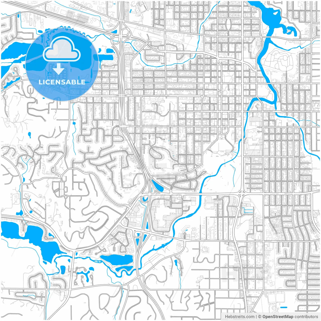 Rochester, Minnesota, United States, city map with high resolution roads.