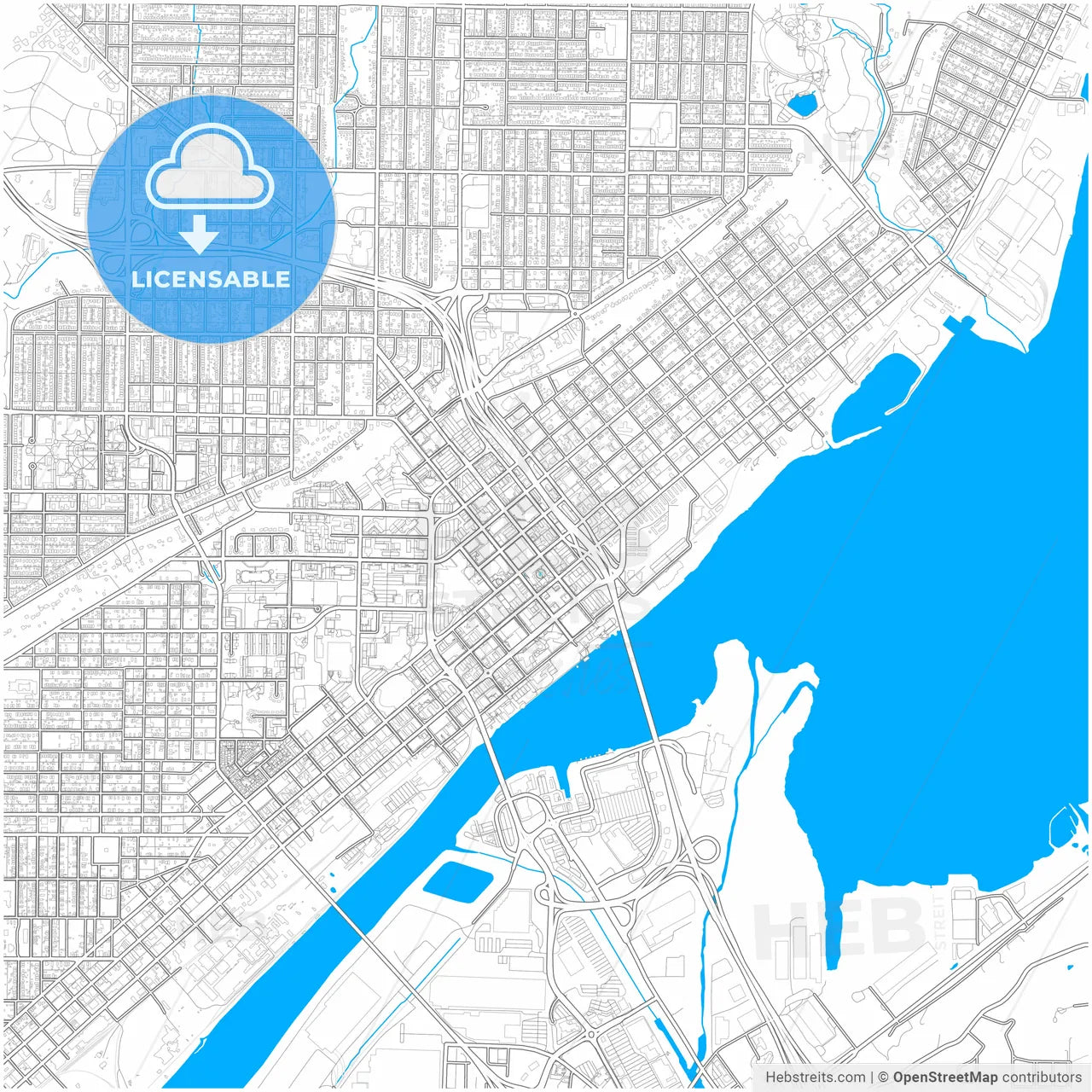 Peoria, Illinois, United States, city map with high resolution roads.