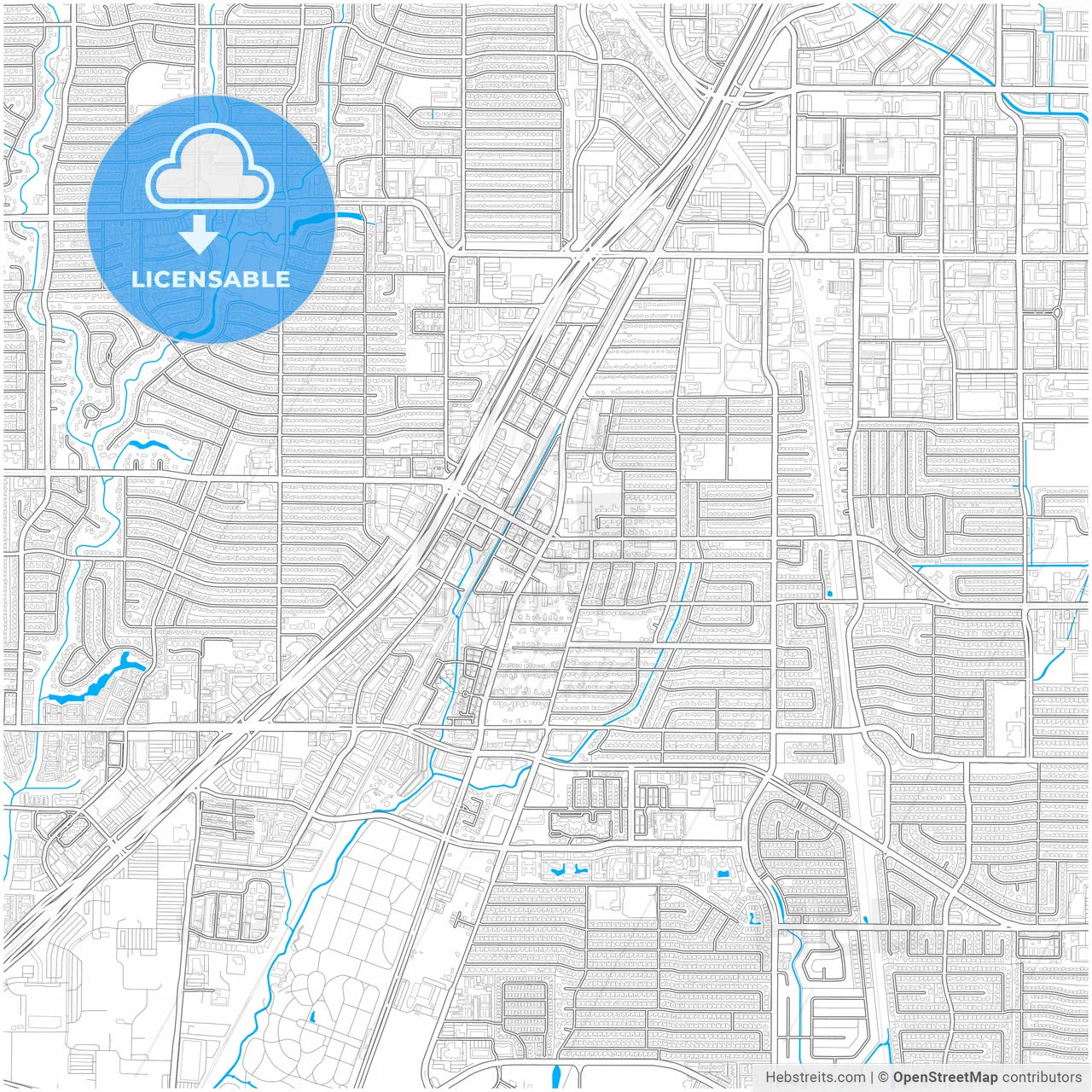 Richardson, Texas, United States, city map with high resolution roads.