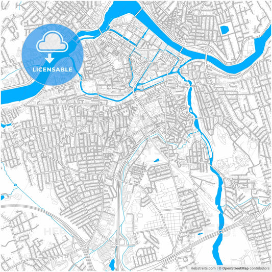 Lowell, Massachusetts, United States, city map with high resolution roads.