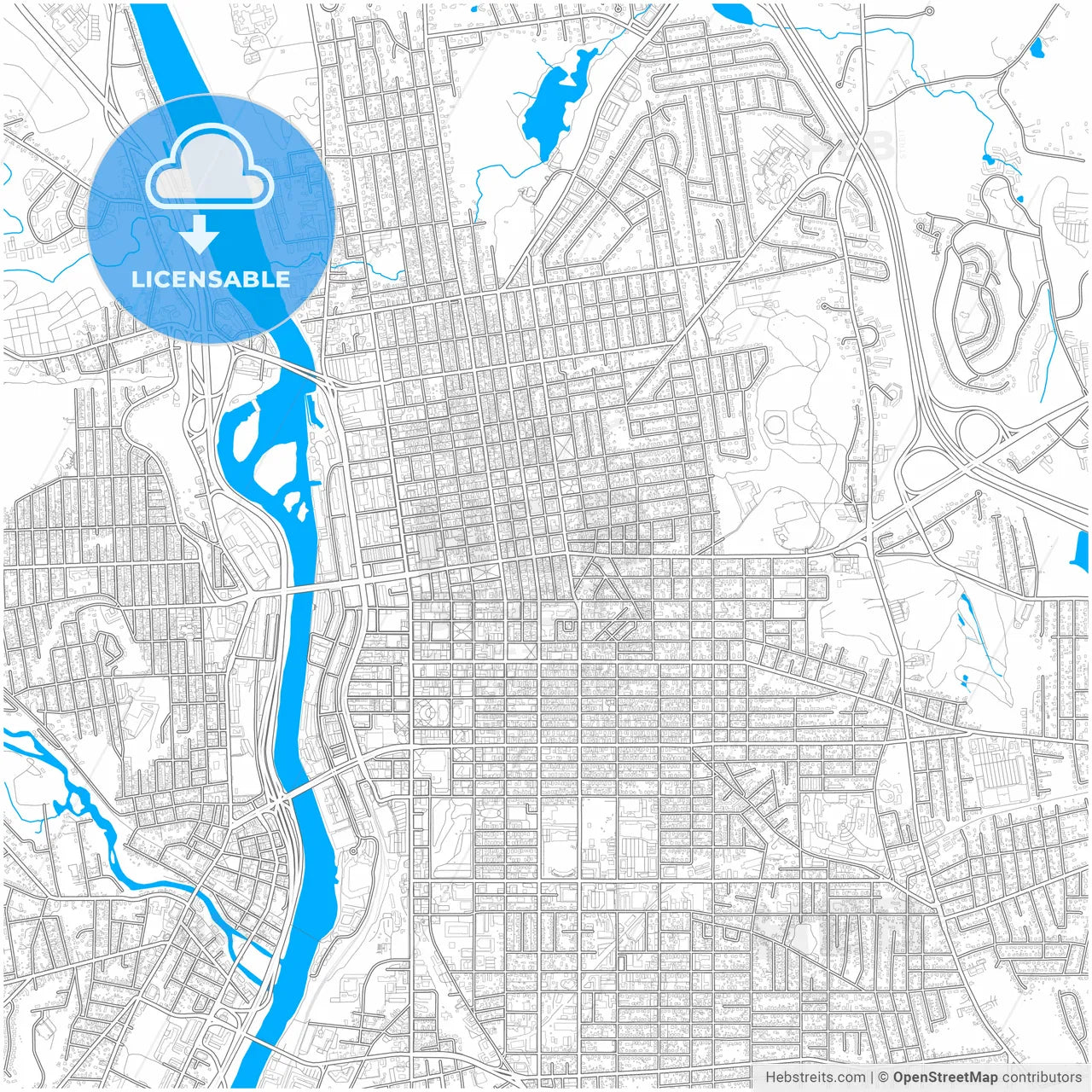 Manchester, New Hampshire, United States, city map with high resolution roads.