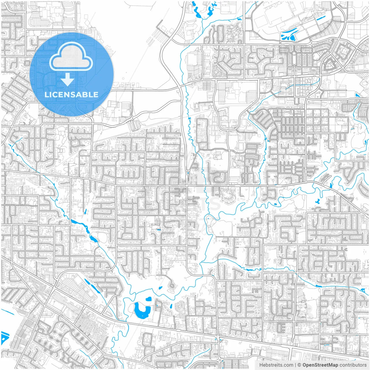 Hillsboro, Oregon, United States, city map with high resolution roads.