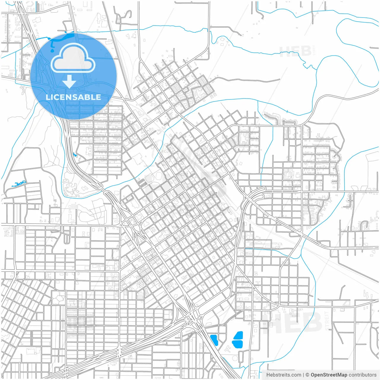 Wichita Falls, Texas, United States, city map with high resolution roads.