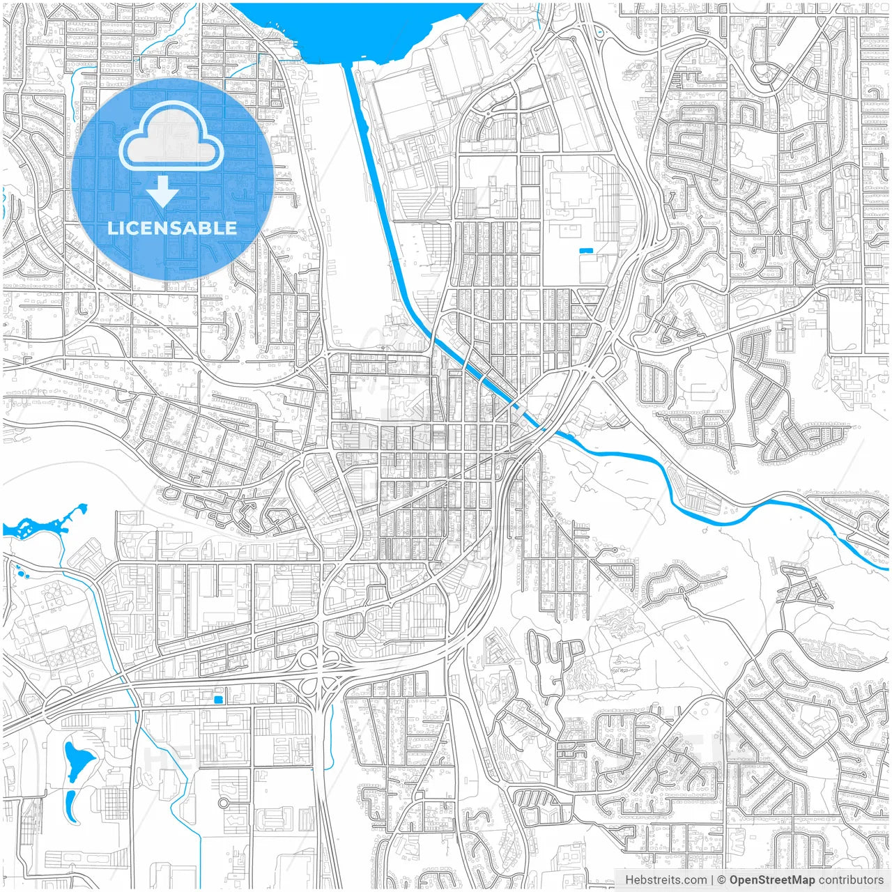 Renton, Washington, United States, city map with high resolution roads.