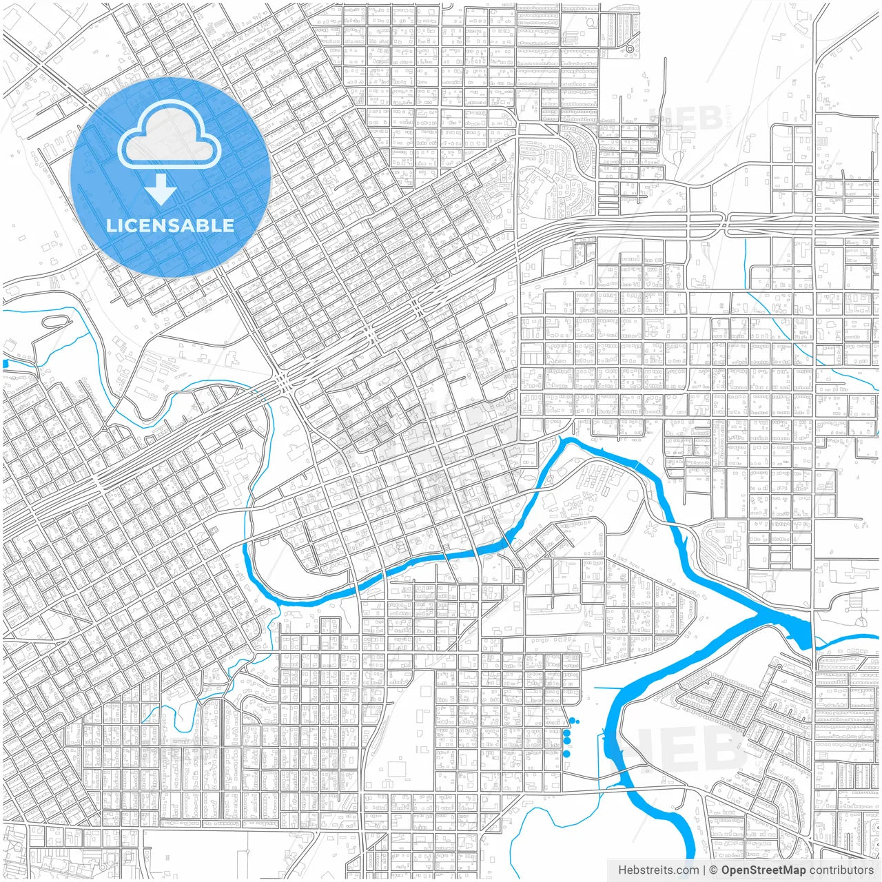 San Angelo, Texas, United States, city map with high resolution roads.