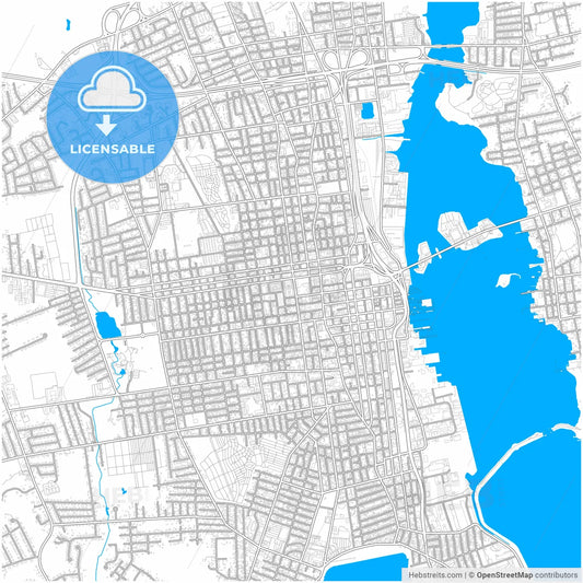 New Bedford, Massachusetts, United States, city map with high resolution roads.