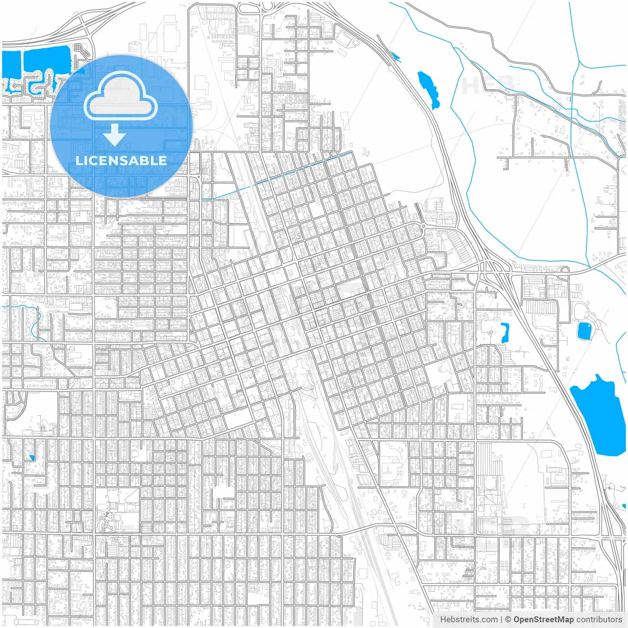 Yakima, Washington, United States, city map with high resolution roads.
