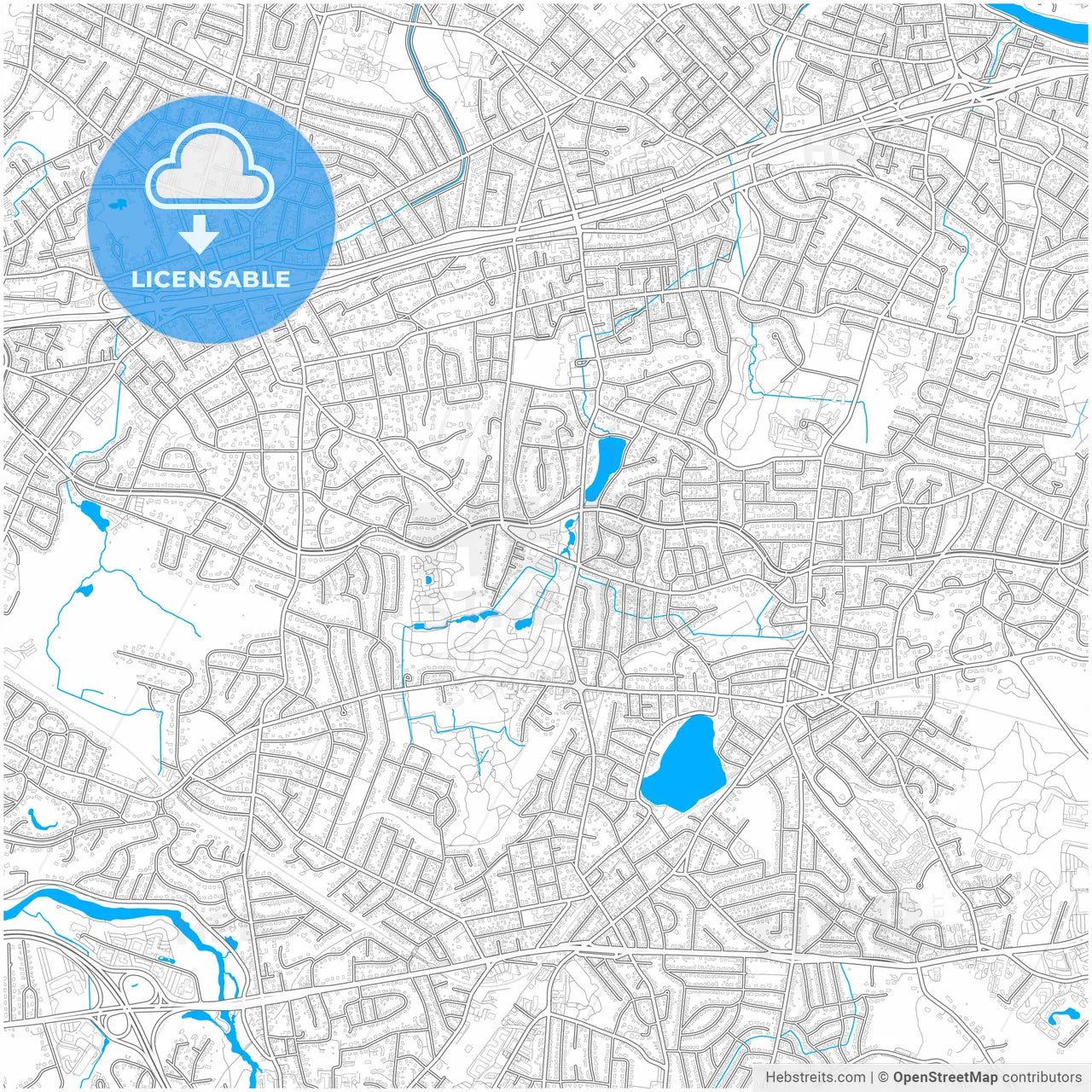 Newton, Massachusetts, United States, city map with high resolution roads.