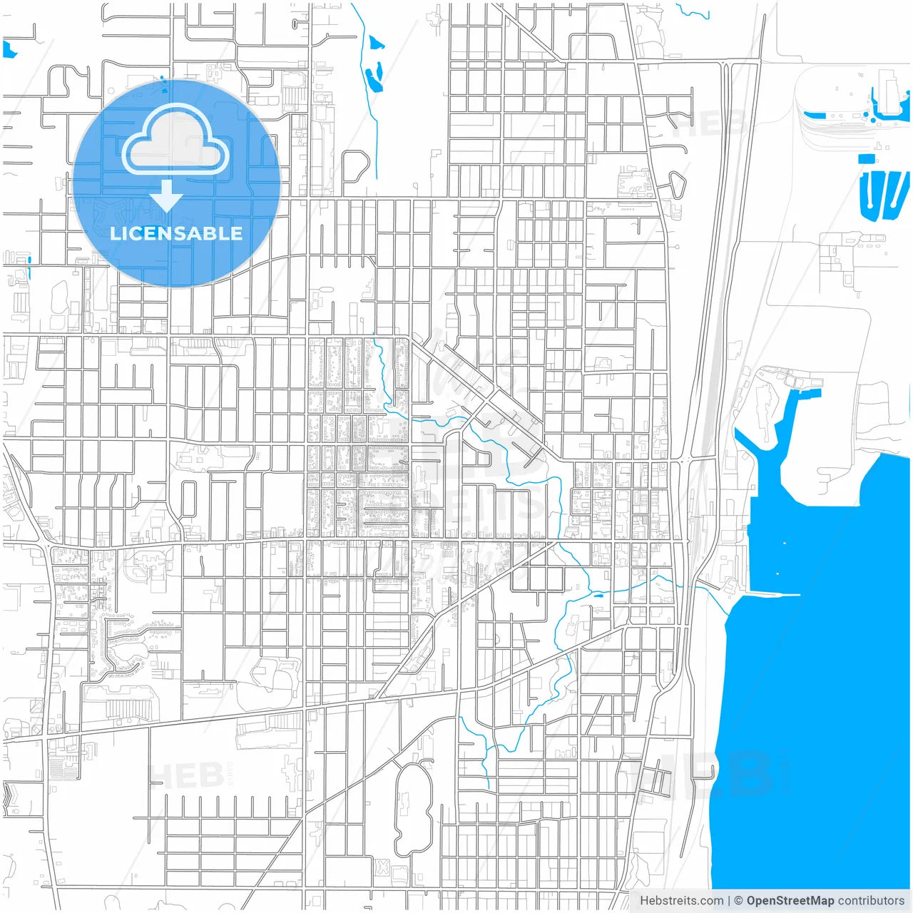 Waukegan, Illinois, United States, city map with high resolution roads.