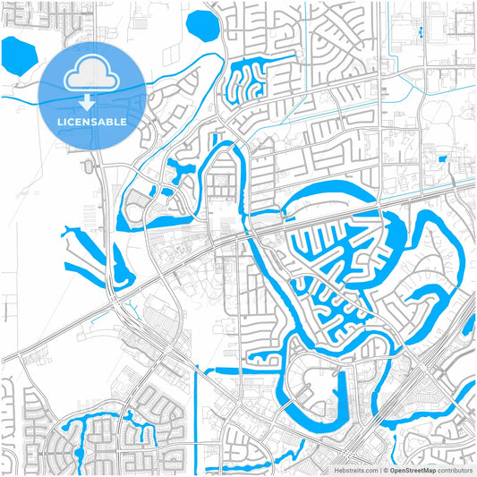 Sugar Land, Texas, United States, city map with high resolution roads.