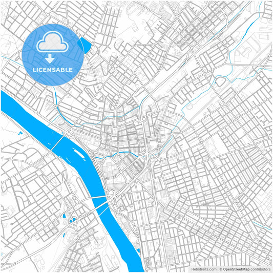 Trenton, New Jersey, United States, city map with high resolution roads.