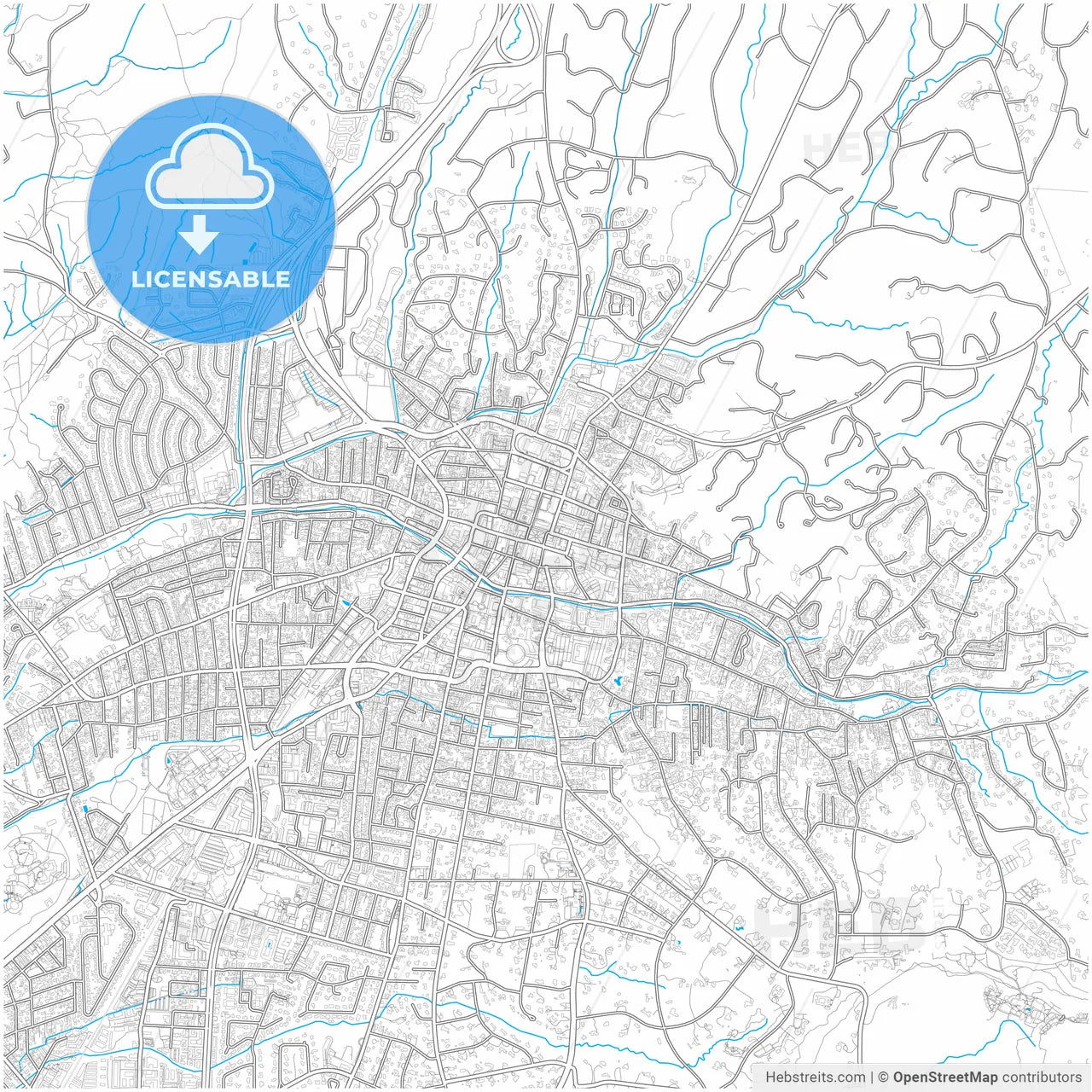 Santa Fe, New Mexico, United States, city map with high resolution roads.