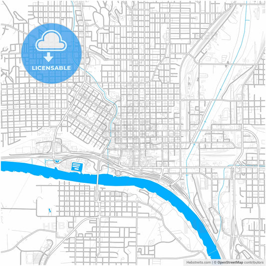 Sioux City, Iowa, United States, city map with high resolution roads.