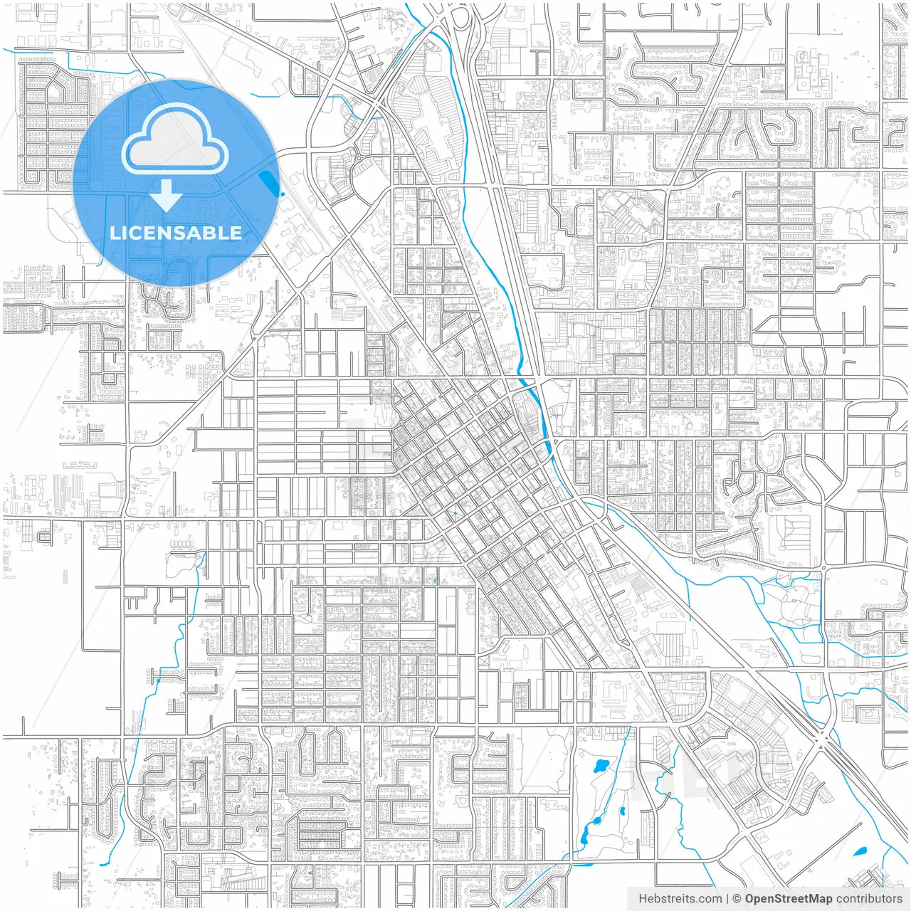 Medford, Oregon, United States, city map with high resolution roads.