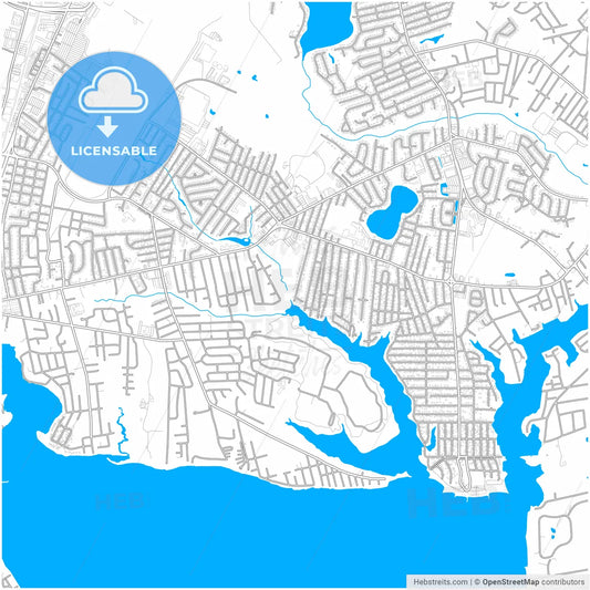 Warwick, Rhode Island, United States, city map with high resolution roads.