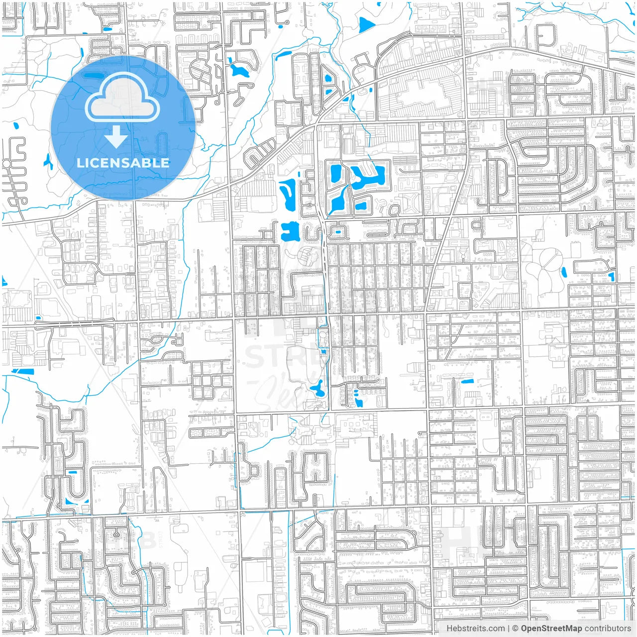Westland, Michigan, United States, city map with high resolution roads.
