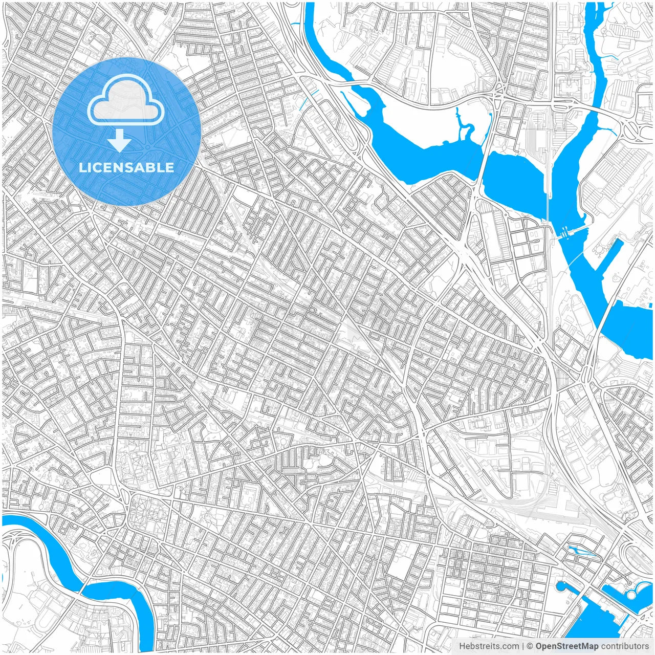 Somerville, Massachusetts, United States, city map with high resolution roads.