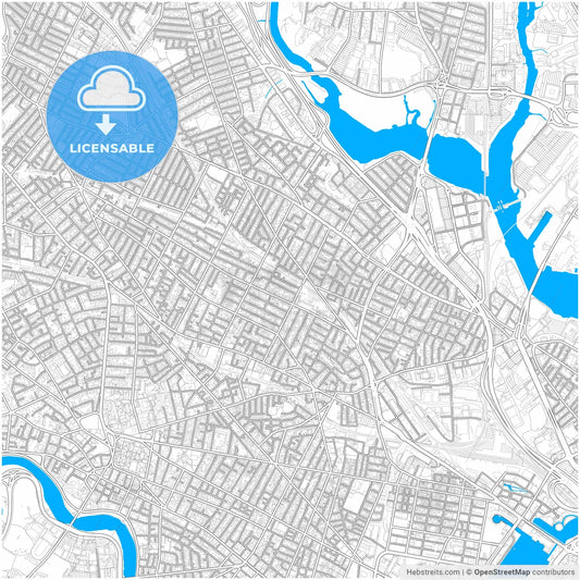 Somerville, Massachusetts, United States, city map with high resolution roads.