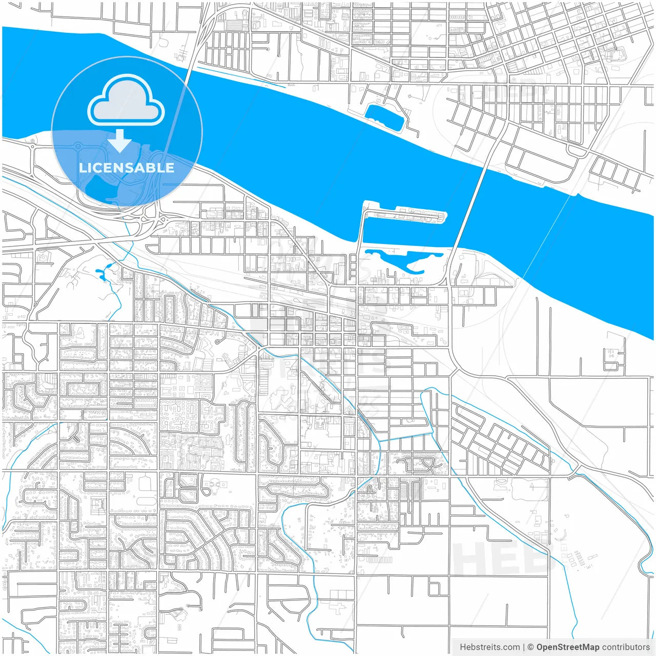 Kennewick, Washington, United States, city map with high resolution roads.