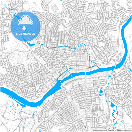 Lawrence, Massachusetts, United States, city map with high resolution roads.