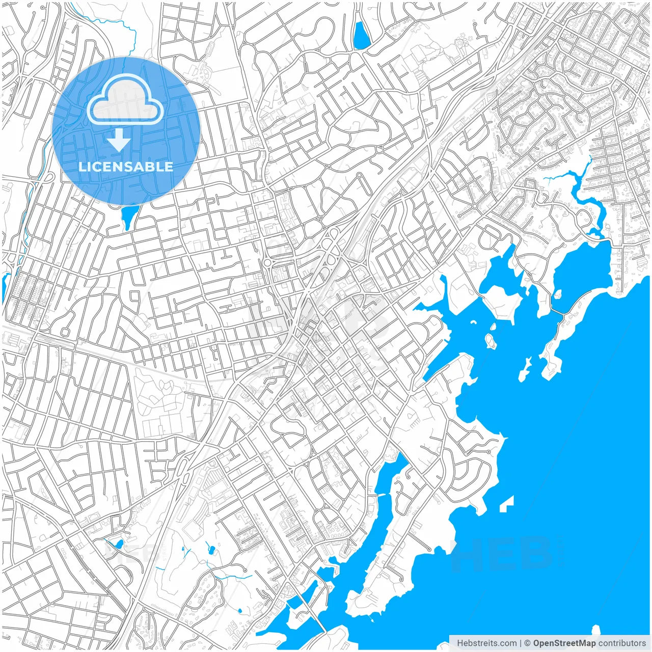 New Rochelle, New York, United States, city map with high resolution roads.