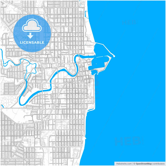 Racine, Wisconsin, United States, city map with high resolution roads.