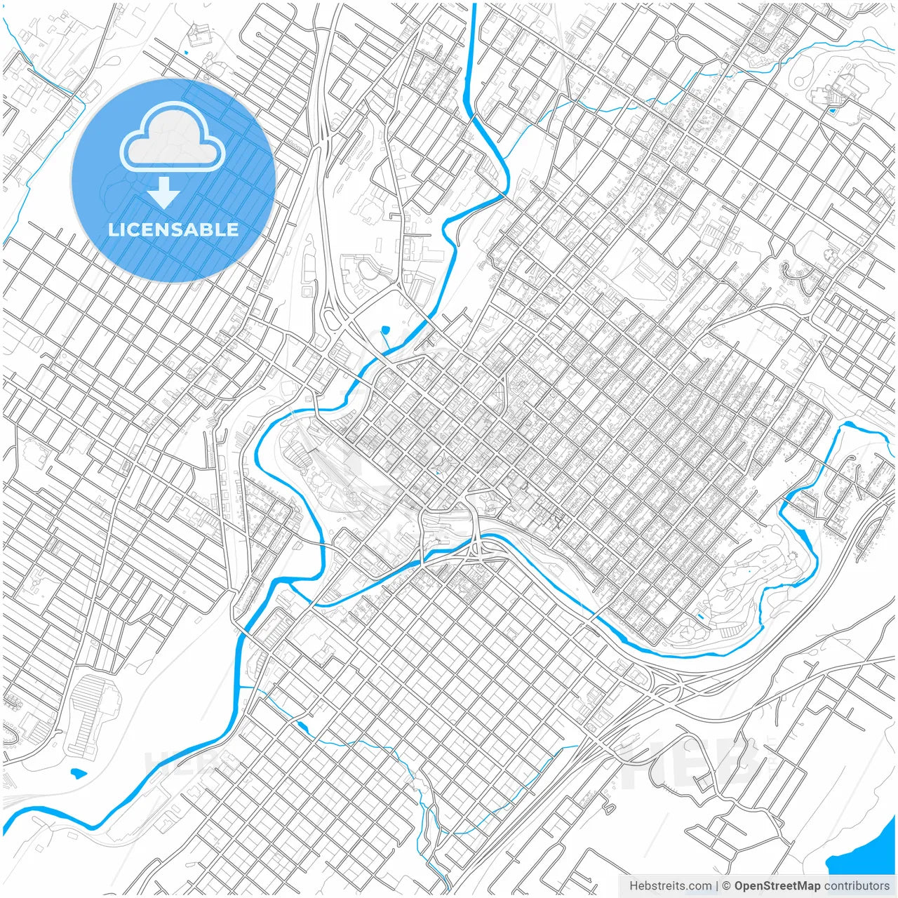 Scranton, Pennsylvania, United States, city map with high resolution roads.