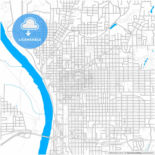 St. Joseph, Missouri, United States, city map with high resolution roads.