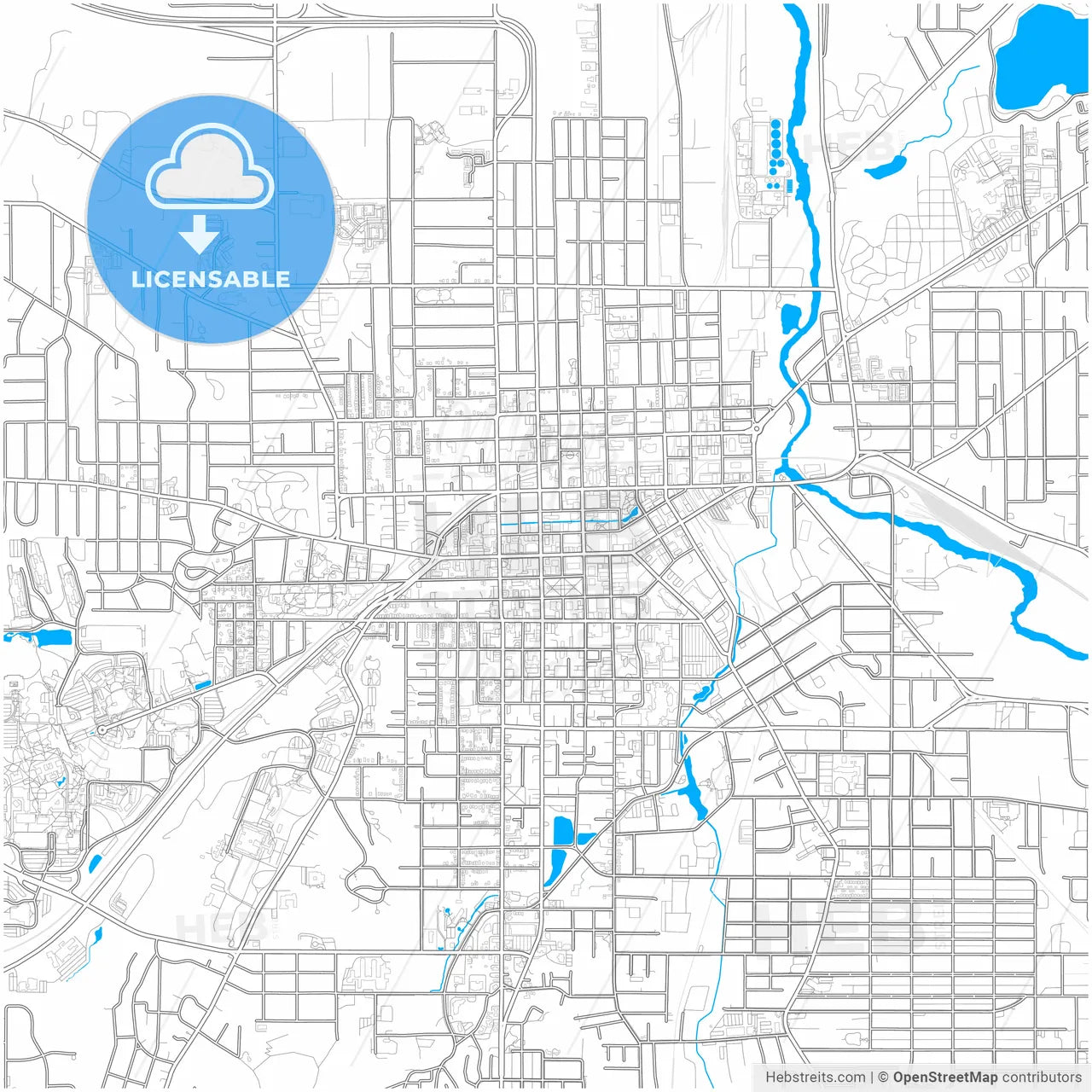 Kalamazoo, Michigan, United States, city map with high resolution roads.