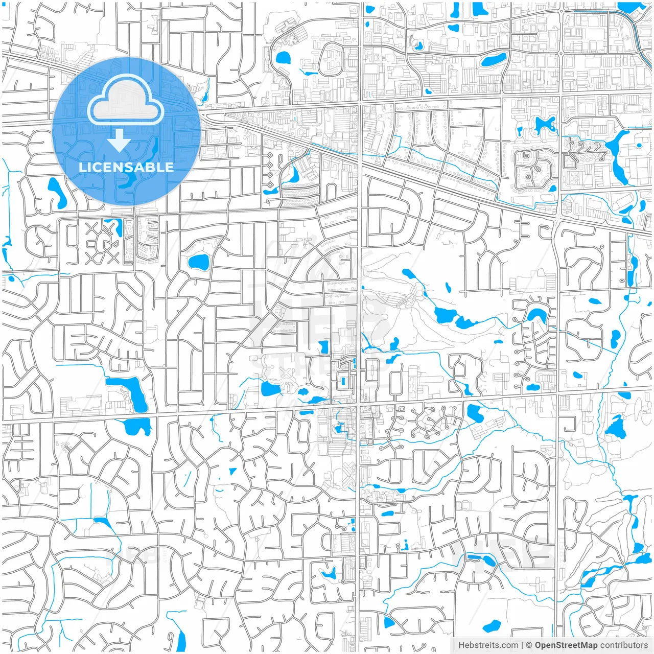 Schaumburg, Illinois, United States, city map with high resolution roads.