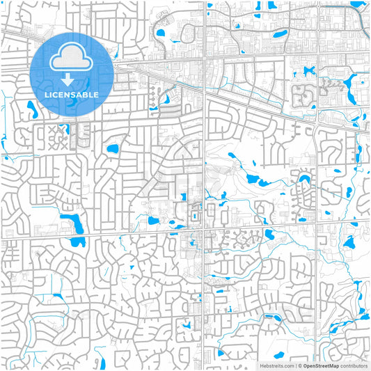 Schaumburg, Illinois, United States, city map with high resolution roads.