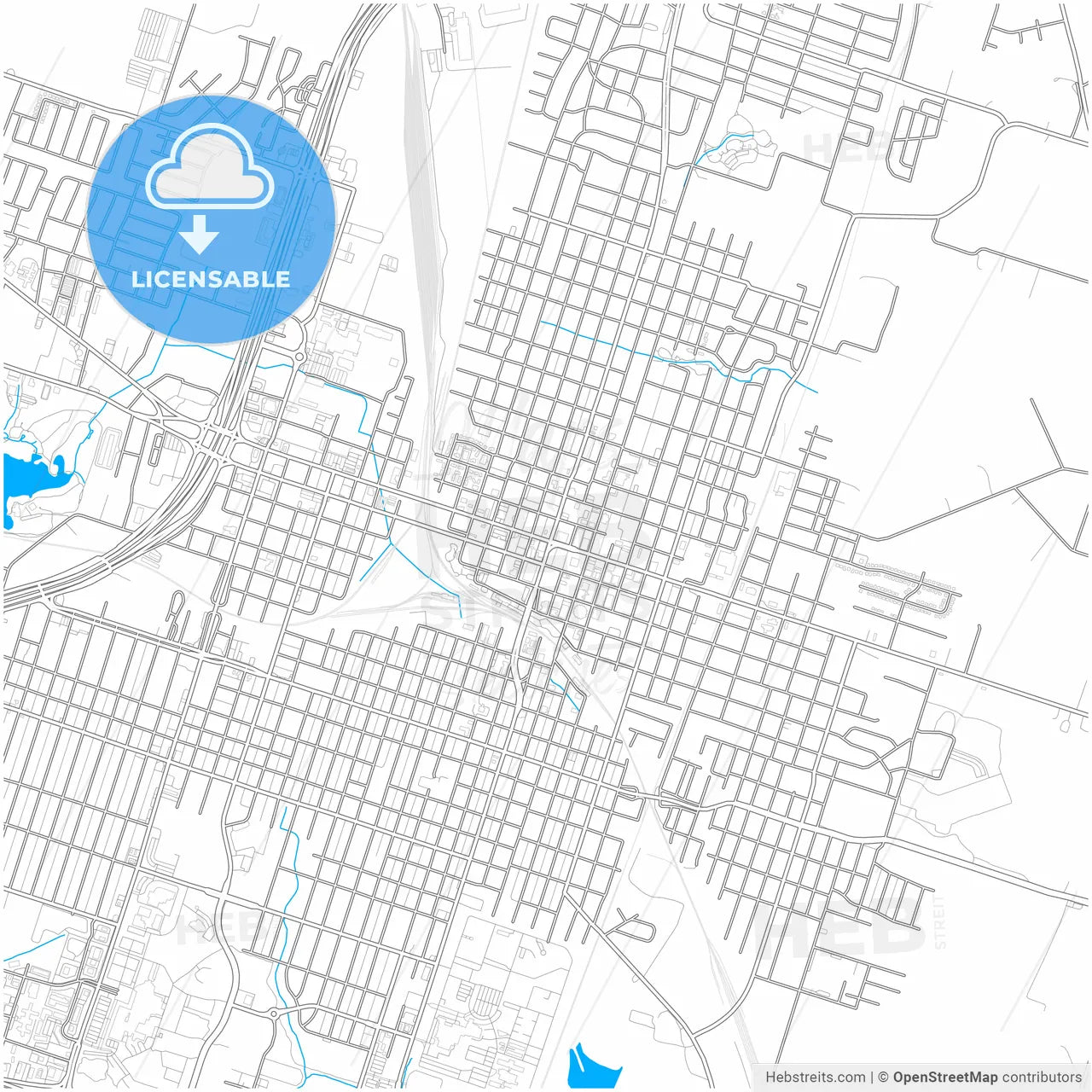 Temple, Texas, United States, city map with high resolution roads.