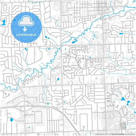 Rochester Hills, Michigan, United States, city map with high resolution roads.