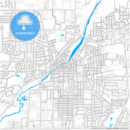 Waukesha, Wisconsin, United States, city map with high resolution roads.