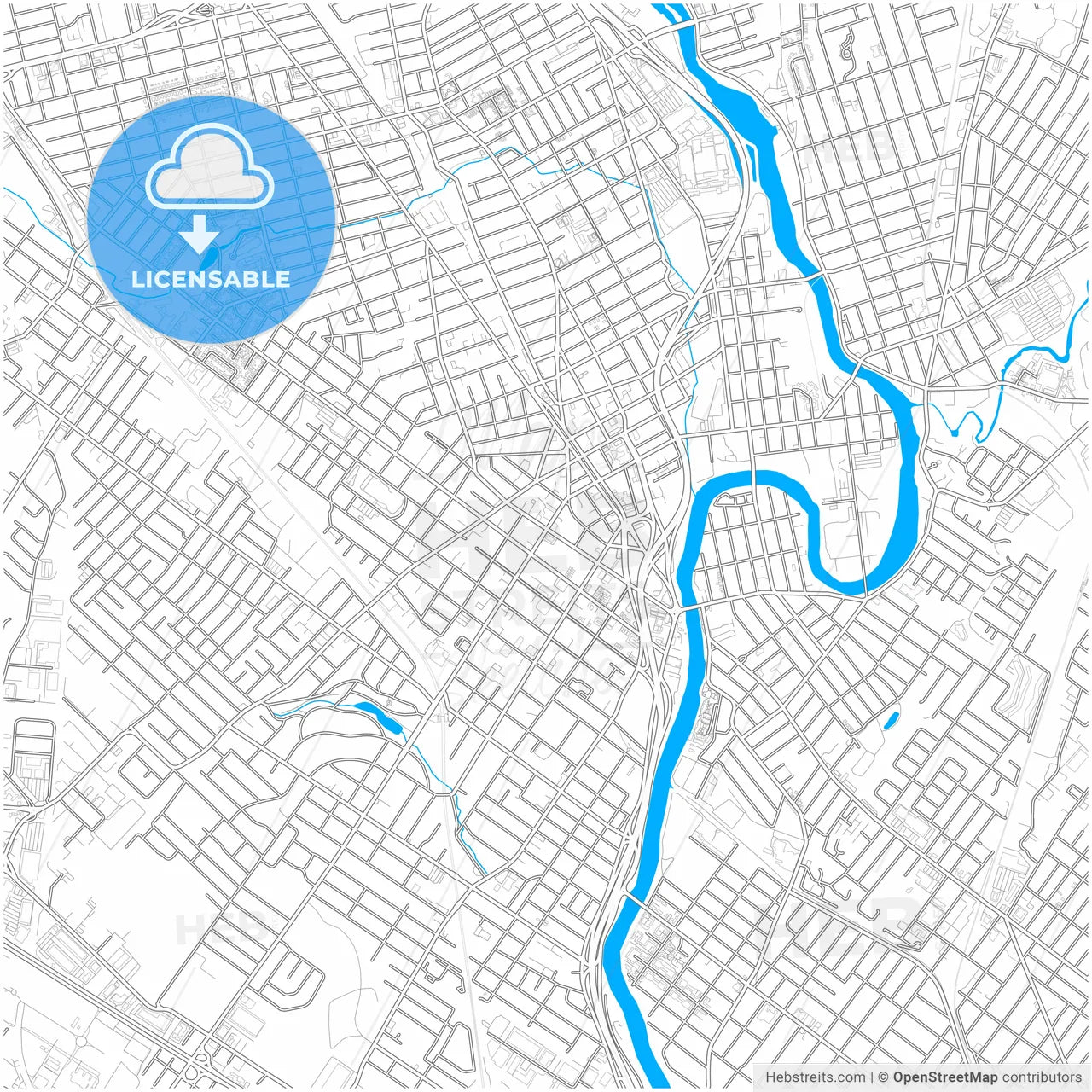 Passaic, New Jersey, United States, city map with high resolution roads.