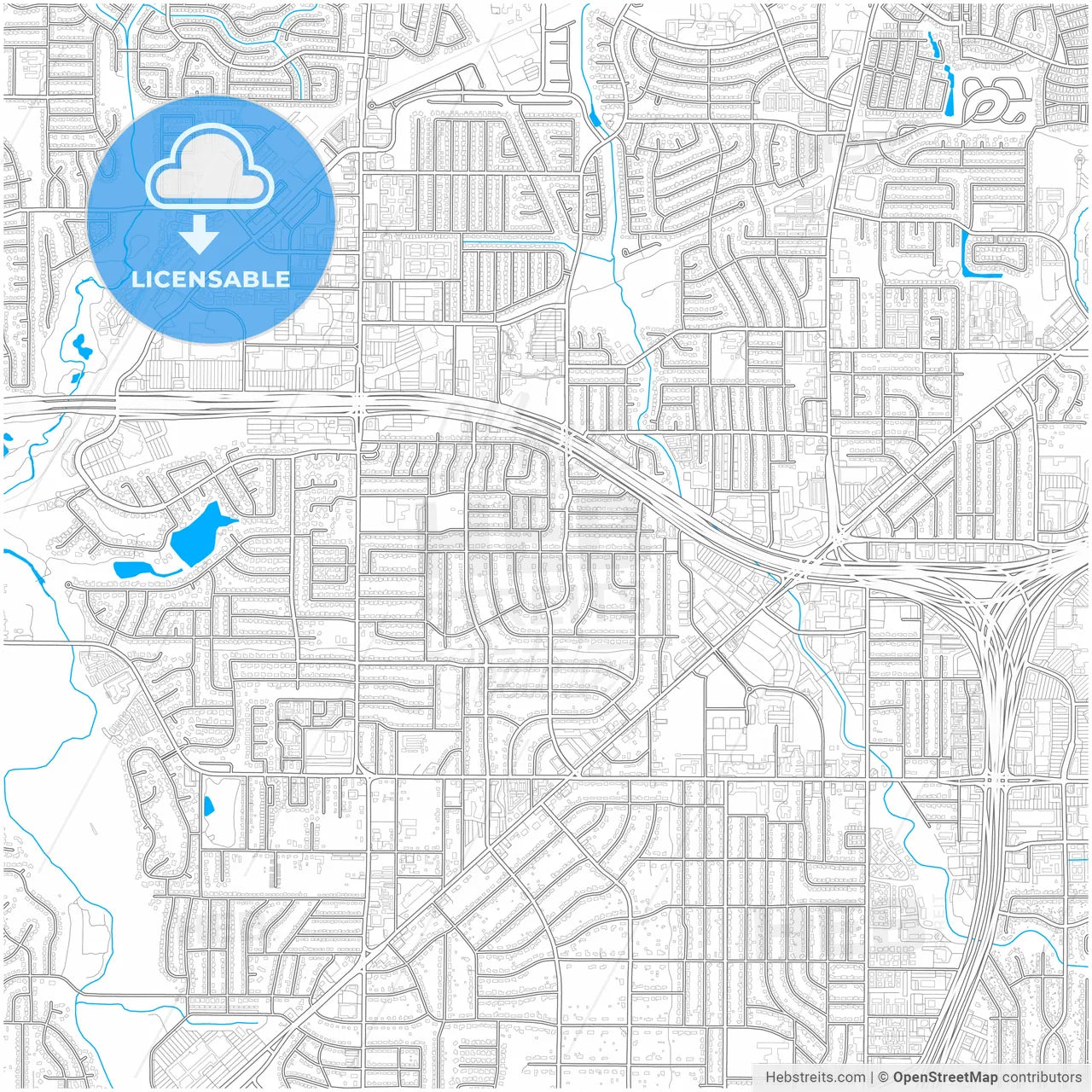 North Richland Hills, Texas, United States, city map with high resolution roads.