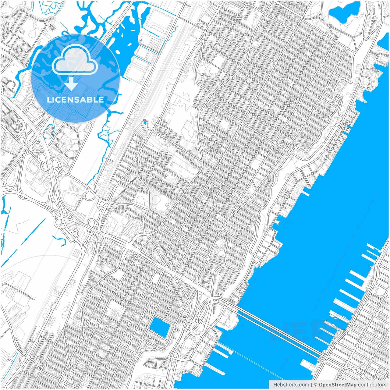 Union City, New Jersey, United States, city map with high resolution roads.