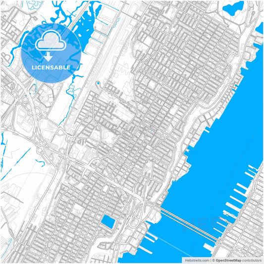 Union City, New Jersey, United States, city map with high resolution roads.