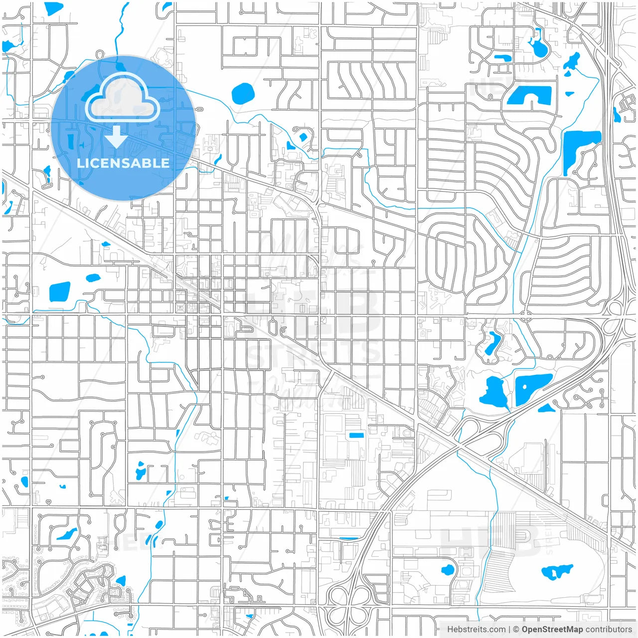 Palatine, Illinois, United States, city map with high resolution roads.