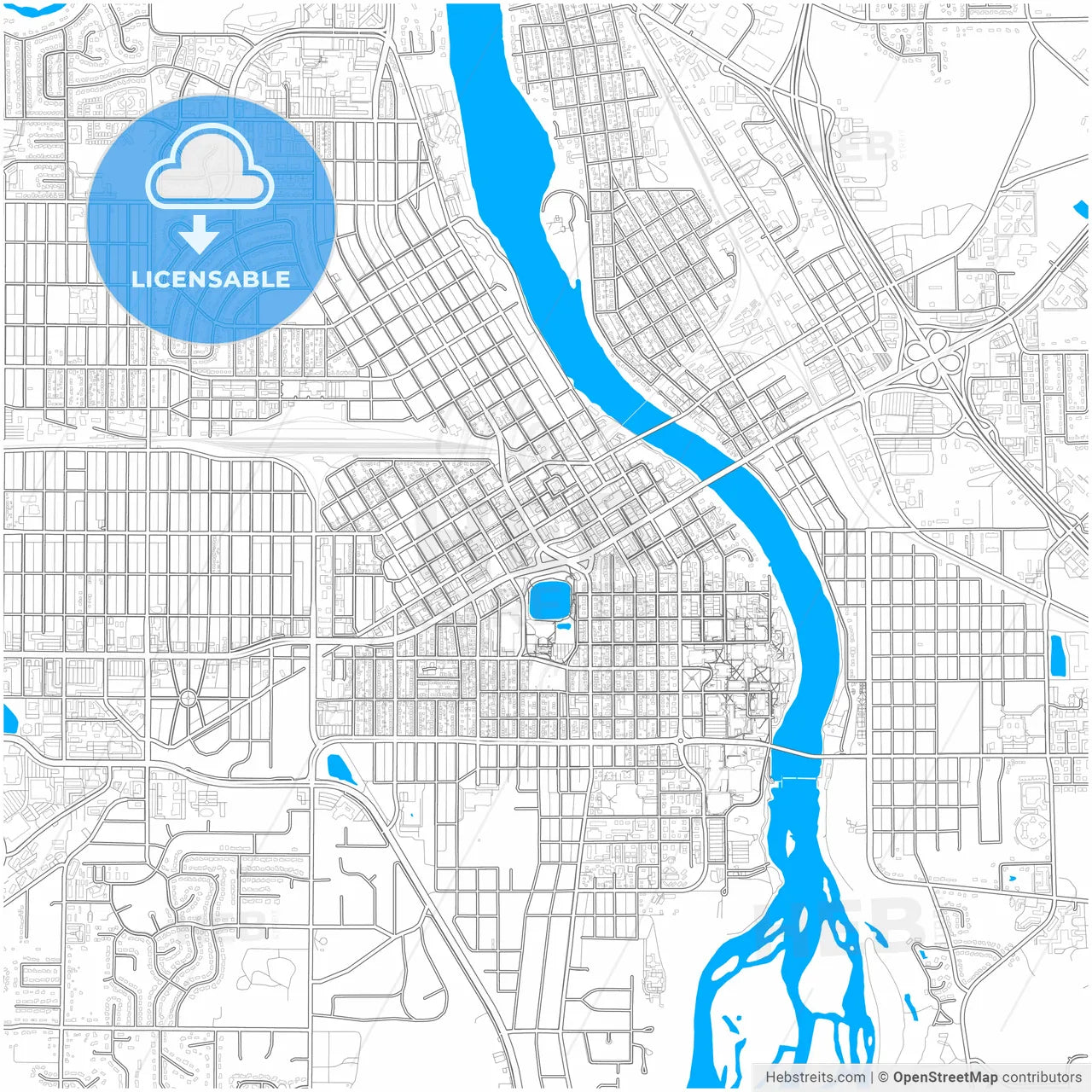 St. Cloud, Minnesota, United States, city map with high resolution roads.