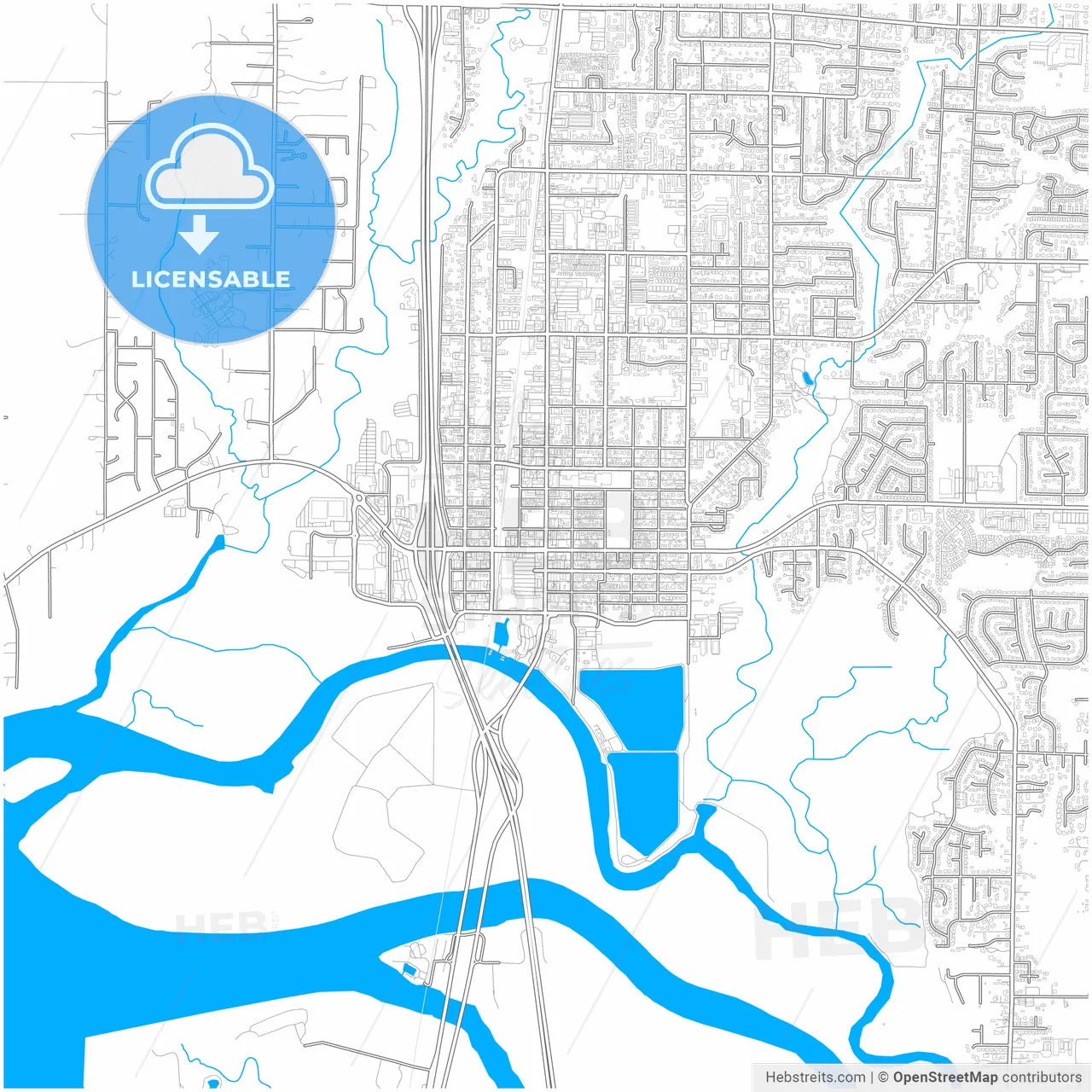 Marysville, Washington, United States, city map with high resolution roads.