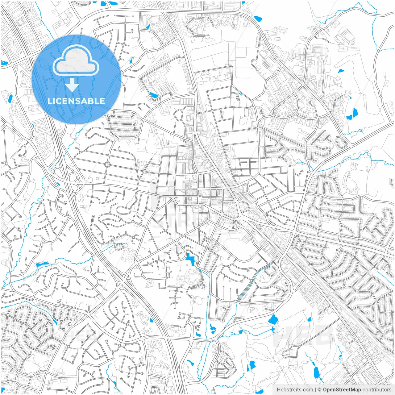 Rockville, Maryland, United States, city map with high resolution roads.