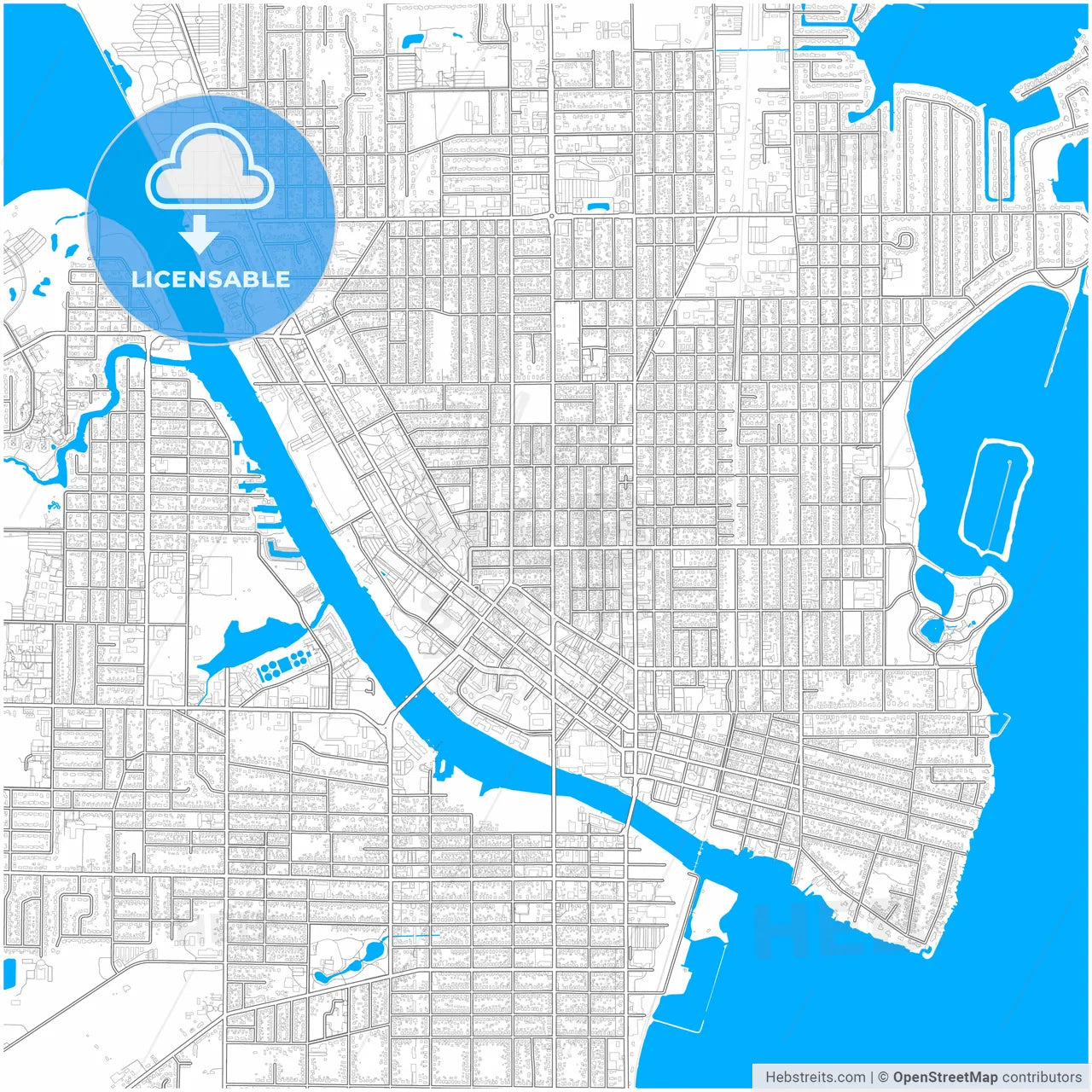 Oshkosh, Wisconsin, United States, city map with high resolution roads.