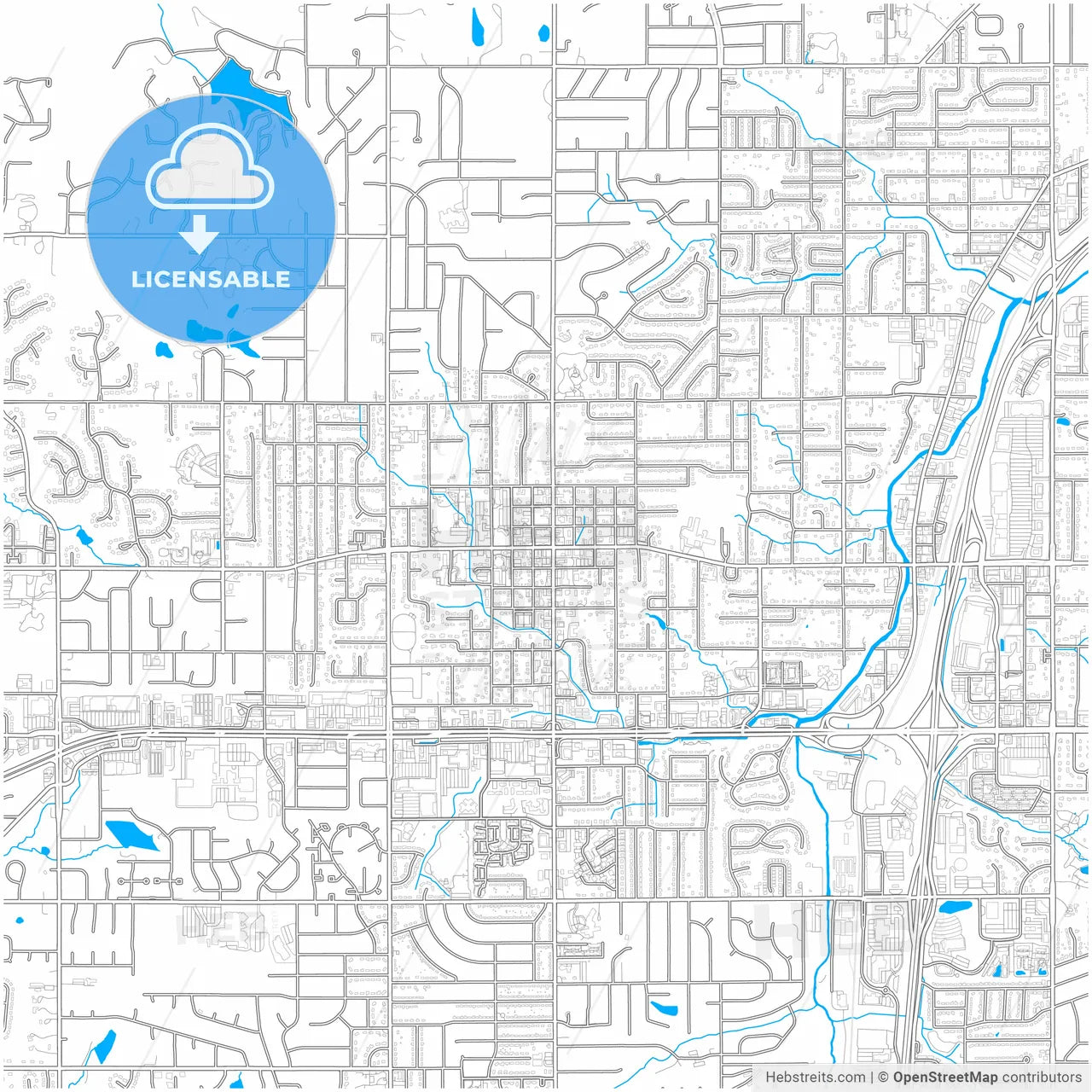 Shawnee, Kansas, United States, city map with high resolution roads.