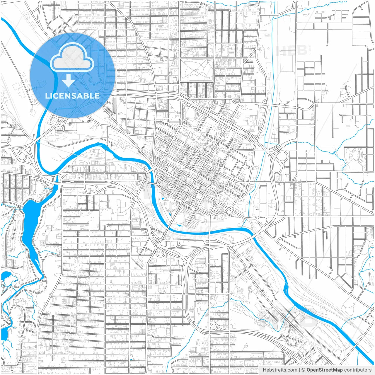 Youngstown, Ohio, United States, city map with high resolution roads.