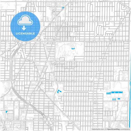 Skokie, Illinois, United States, city map with high resolution roads.