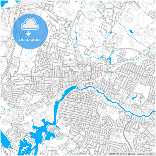 Waltham, Massachusetts, United States, city map with high resolution roads.