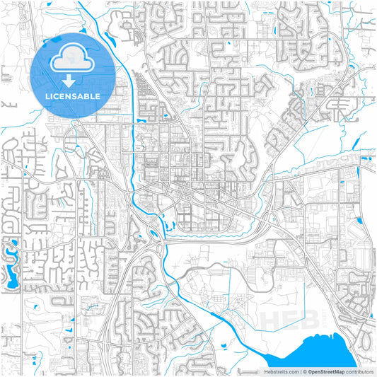 Redmond, Washington, United States, city map with high resolution roads.