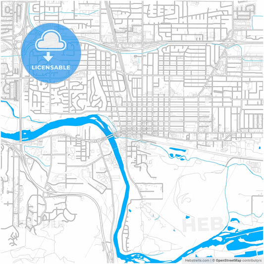 Springfield, Oregon, United States, city map with high resolution roads.